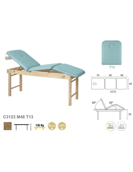 Camilla Ecopostural Fija Madera 3 Cuerpos C3123 - Medigalia