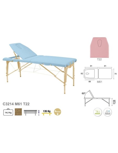 Camilla Ecopostural Plegable Madera C3214 - Medigalia