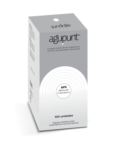 Aguja agupunt para punción seca 0.30x40 con guía caja de 100 unidades