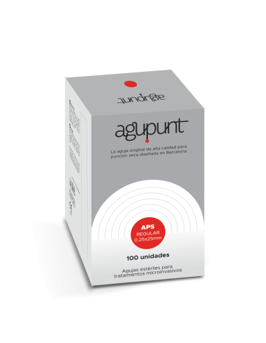 Aguja agupunt para punción seca 0.25x25 con guía caja de 100 unidades